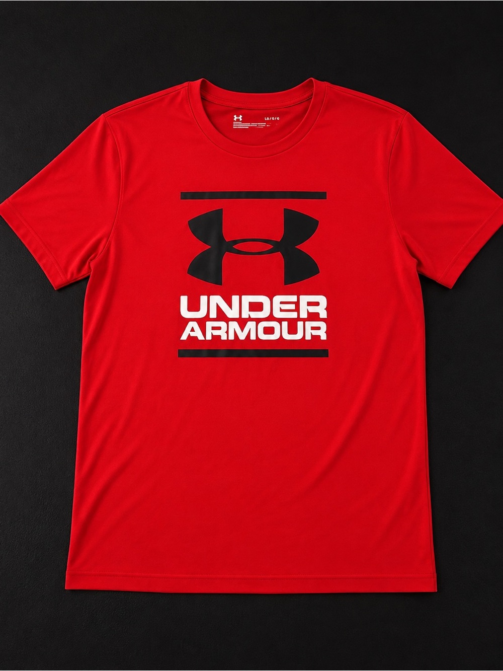 Under Armour Red Short Sleeve Tee with Black & White Logo